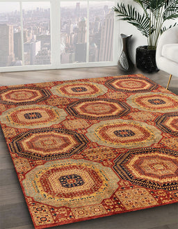Machine Washable Abstract Tomato Red Rug in a Family Room, wshabs4146