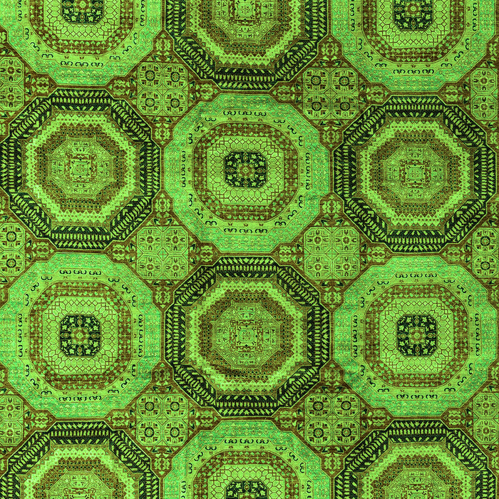 Machine Washable Oriental Green Modern Area Rugs, wshabs4146grn