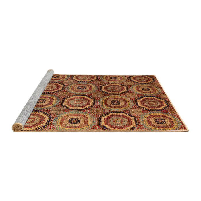 Sideview of Machine Washable Abstract Tomato Red Rug, wshabs4147