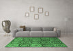 Machine Washable Abstract Emerald Green Modern Area Rugs in a Living Room,, wshabs4147emgrn