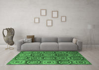 Machine Washable Abstract Emerald Green Modern Rug, wshabs4147emgrn