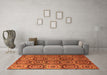 Machine Washable Abstract Orange Modern Area Rugs in a Living Room, wshabs4147org