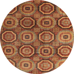 Round Abstract Red Modern Rug, abs4147