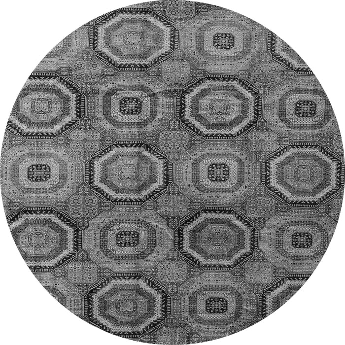 Round Machine Washable Abstract Gray Modern Rug, wshabs4147gry
