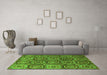 Machine Washable Abstract Green Modern Area Rugs in a Living Room,, wshabs4147grn