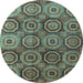 Round Machine Washable Abstract Light Blue Modern Rug, wshabs4147lblu