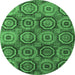 Round Machine Washable Abstract Emerald Green Modern Area Rugs, wshabs4147emgrn