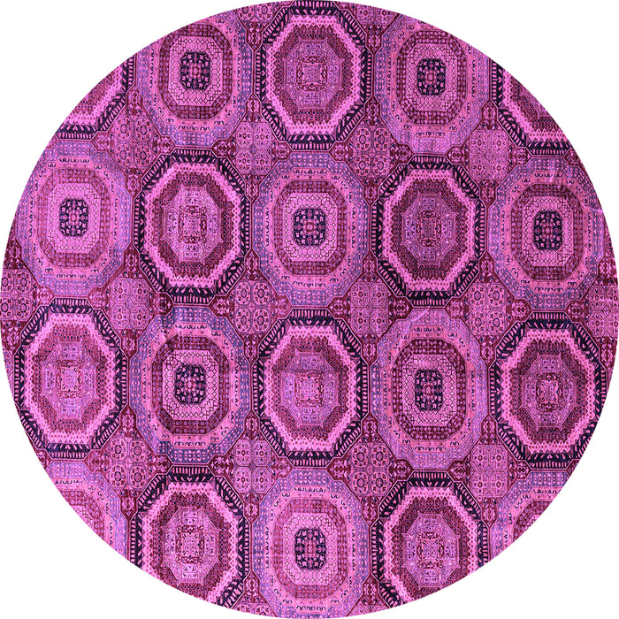 Round Machine Washable Abstract Purple Modern Area Rugs, wshabs4147pur