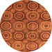 Round Machine Washable Abstract Orange Modern Area Rugs, wshabs4147org