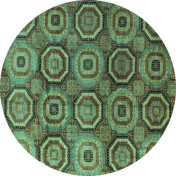 Round Abstract Turquoise Modern Rug, abs4147turq