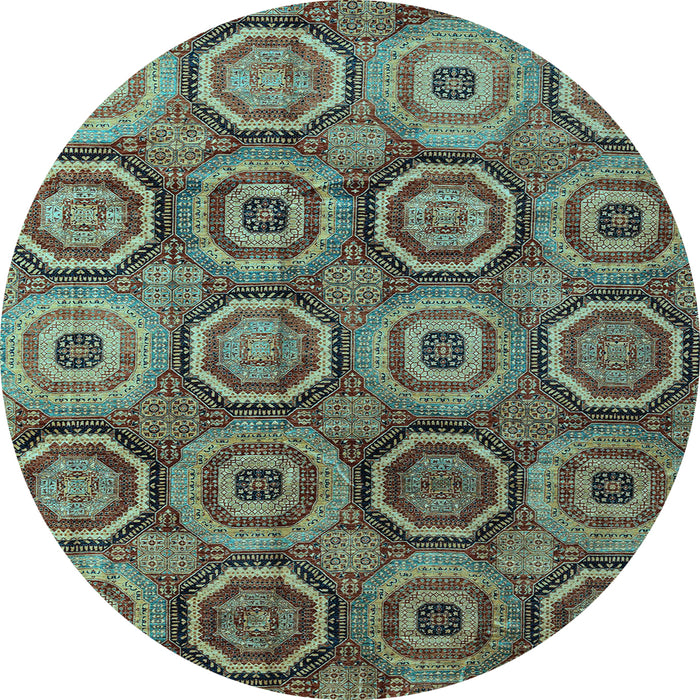 Round Abstract Light Blue Modern Rug, abs4147lblu