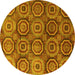 Round Abstract Yellow Modern Rug, abs4147yw