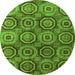 Round Machine Washable Abstract Green Modern Area Rugs, wshabs4147grn