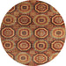 Round Machine Washable Abstract Tomato Red Rug, wshabs4147