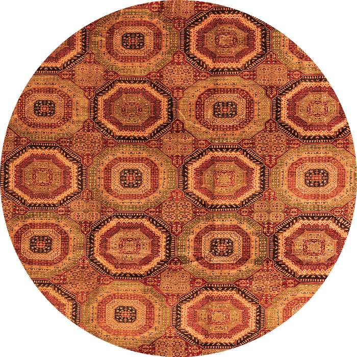 Round Abstract Orange Modern Rug, abs4147org