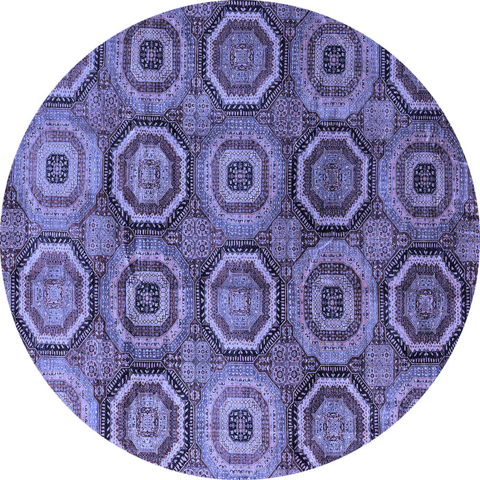 Round Abstract Blue Modern Rug, abs4147blu