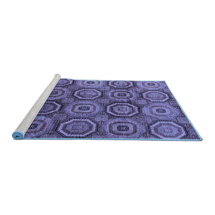 Sideview of Machine Washable Abstract Blue Modern Rug, wshabs4147blu