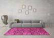 Machine Washable Abstract Pink Modern Rug in a Living Room, wshabs4147pnk