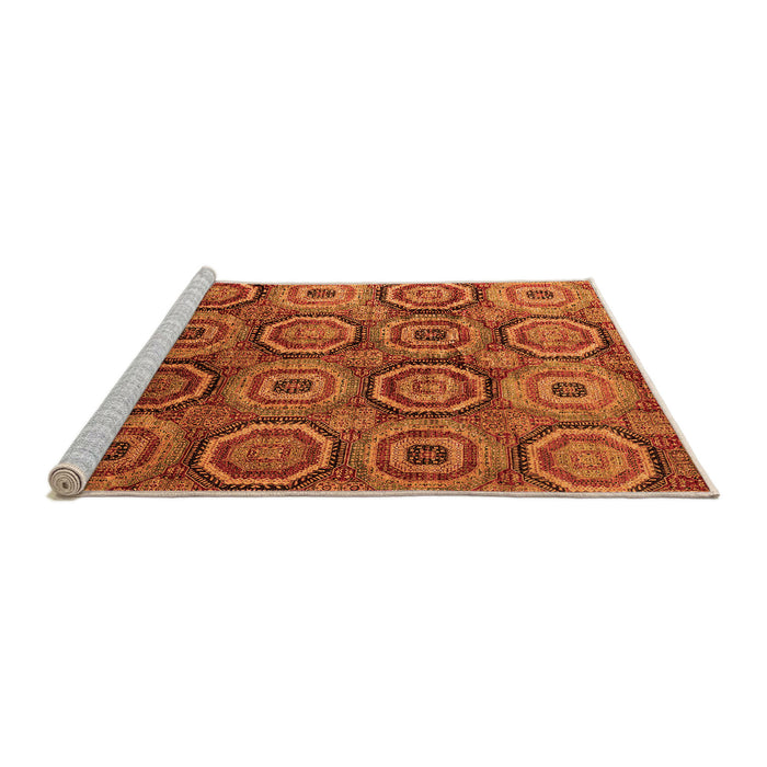 Sideview of Machine Washable Abstract Orange Modern Area Rugs, wshabs4147org