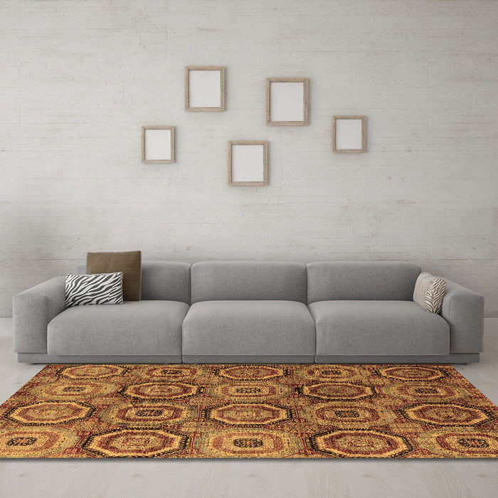 Machine Washable Abstract Brown Modern Rug in a Living Room,, wshabs4147brn