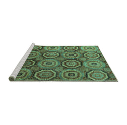 Sideview of Machine Washable Abstract Turquoise Modern Area Rugs, wshabs4147turq