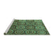 Sideview of Machine Washable Abstract Turquoise Modern Area Rugs, wshabs4147turq