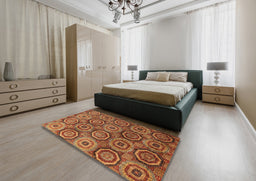 Abstract Red Modern Rug in a Bedroom, abs4147
