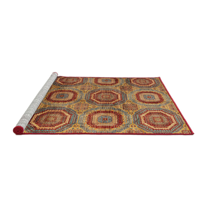 Sideview of Machine Washable Abstract Red Rug, wshabs4148