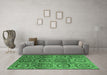 Machine Washable Abstract Emerald Green Modern Area Rugs in a Living Room,, wshabs4148emgrn