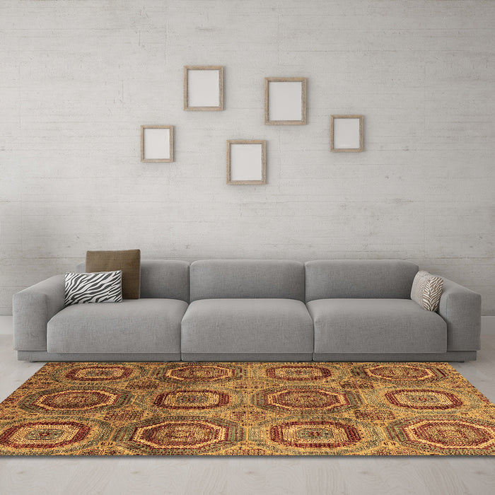 Machine Washable Abstract Brown Modern Rug in a Living Room,, wshabs4148brn