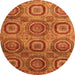 Round Machine Washable Abstract Orange Modern Area Rugs, wshabs4148org