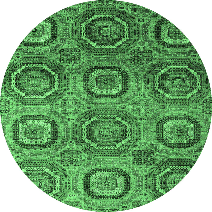 Round Abstract Emerald Green Modern Rug, abs4148emgrn
