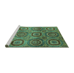 Sideview of Machine Washable Abstract Turquoise Modern Area Rugs, wshabs4148turq