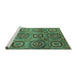 Sideview of Machine Washable Abstract Turquoise Modern Area Rugs, wshabs4148turq