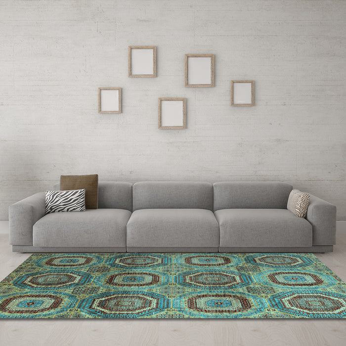 Machine Washable Abstract Light Blue Modern Rug in a Living Room, wshabs4148lblu