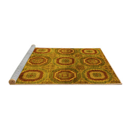 Sideview of Machine Washable Abstract Yellow Modern Rug, wshabs4148yw