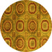 Round Machine Washable Abstract Yellow Modern Rug, wshabs4148yw