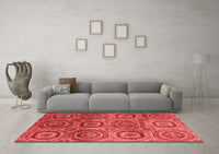 Machine Washable Abstract Red Modern Rug, wshabs4148red