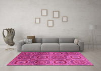 Machine Washable Abstract Pink Modern Rug, wshabs4148pnk