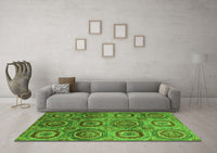 Machine Washable Abstract Green Modern Rug, wshabs4148grn