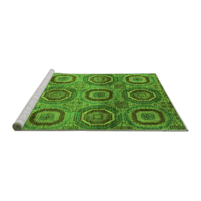 Sideview of Machine Washable Abstract Green Modern Area Rugs, wshabs4148grn