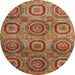 Round Machine Washable Abstract Red Rug, wshabs4148