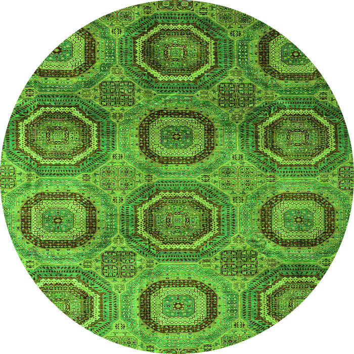 Round Abstract Green Modern Rug, abs4148grn