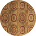 Round Abstract Brown Modern Rug, abs4148brn