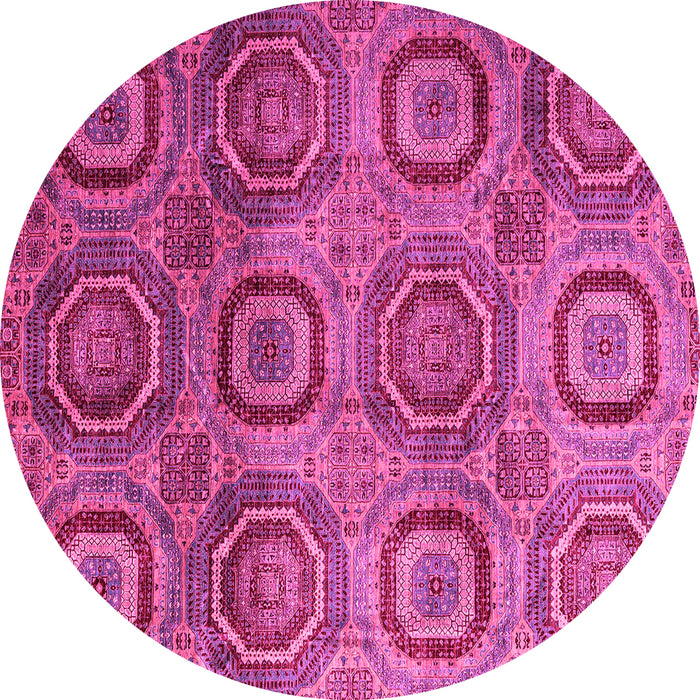 Round Abstract Pink Modern Rug, abs4148pnk