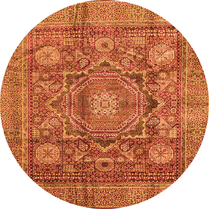 Round Abstract Orange Modern Rug, abs4149org