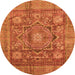 Round Abstract Orange Modern Rug, abs4149org