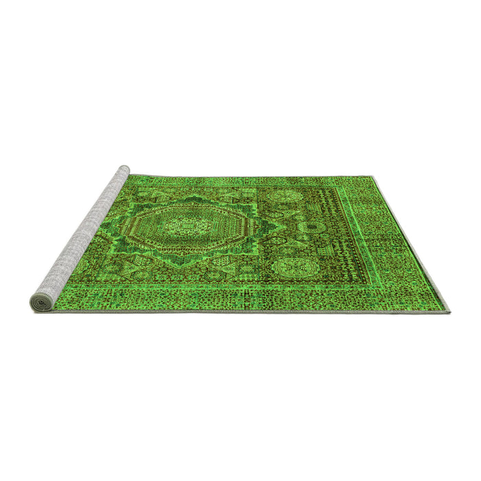 Sideview of Machine Washable Abstract Green Modern Area Rugs, wshabs4149grn
