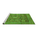 Sideview of Machine Washable Abstract Green Modern Area Rugs, wshabs4149grn