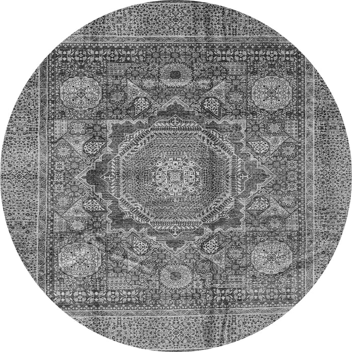 Round Machine Washable Abstract Gray Modern Rug, wshabs4149gry
